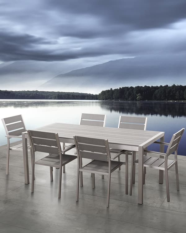 Trädgårdsstolar 6 st Grå Färg Träplast Anodiserad Aluminium Utomhus Set av Stolar