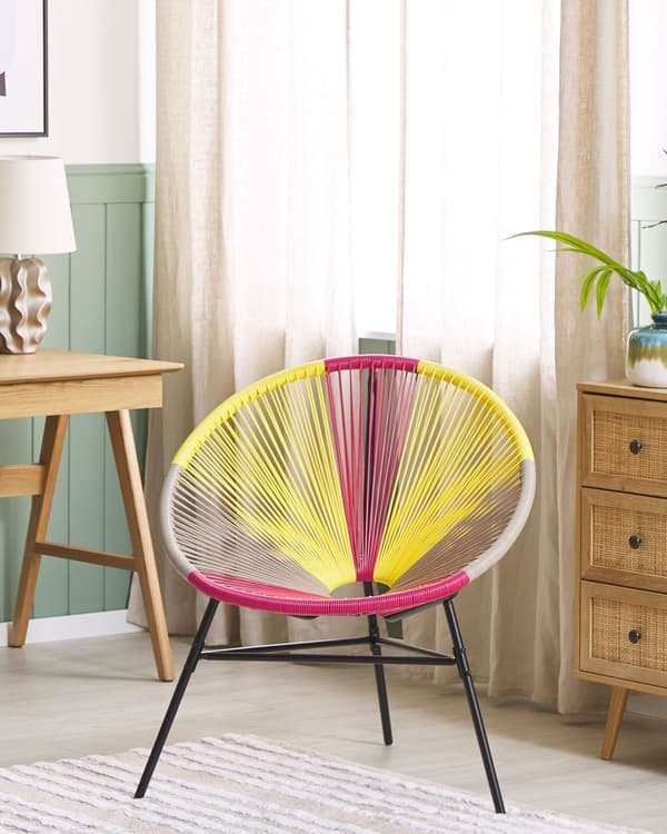 Trädgårdsstol Rosa/Gul/Beige Konstrotting Rund Modern
