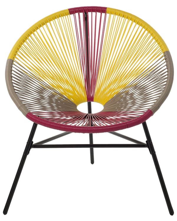 Havestole Lyserød Gul Beige Rattan Pulverlakeret Stålben Sæt 76 x 85 cm Udendørs Altan Stabelbar med Dupper Retro Rundt Flet Moderne Design