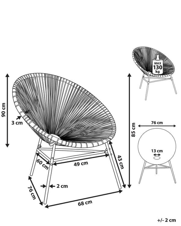 Havestol Lyserød Turkis Rattan Sort Pulverlakeret Stålben 76 x 85 cm Udendørs Altan Stabelbar Lounge Dupper Retro Rundt Flet Moderne Design