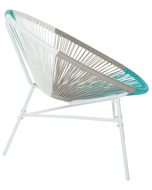 Havestole Hvid Beige Turkis Rattan Pulverlakeret Stålben Sæt 76 x 85 cm Udendørs Altan Stabelbar med Dupper Retro Rundt Flet Moderne Design