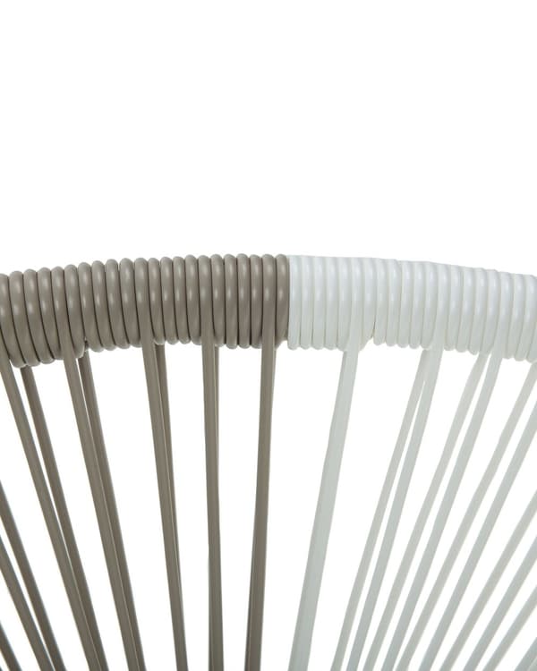 Havestole Hvid Beige Turkis Rattan Pulverlakeret Stålben Sæt 76 x 85 cm Udendørs Altan Stabelbar med Dupper Retro Rundt Flet Moderne Design