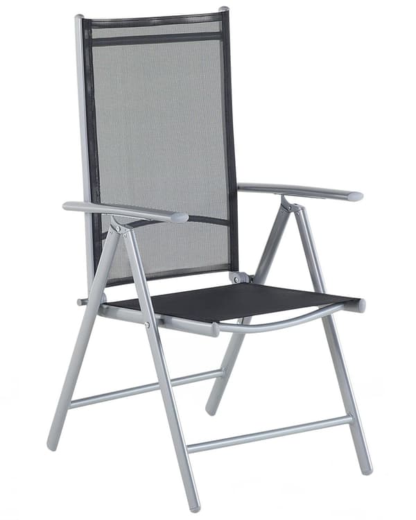Havestole Sort Polyester og Grå Aluminium 103 x 65 x 54 cm Klapstole med Justerbar Ryglæn og Foldbar Sammenklappelig Altan Terrasse Indretning