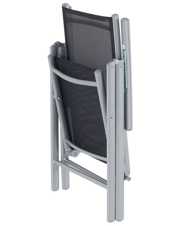 Havestole Sort Polyester og Grå Aluminium 103 x 65 x 54 cm Klapstole med Justerbar Ryglæn og Foldbar Sammenklappelig Altan Terrasse Indretning