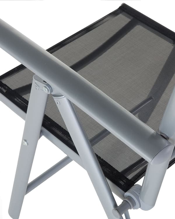 Havestole Sort Polyester og Grå Aluminium 103 x 65 x 54 cm Klapstole med Justerbar Ryglæn og Foldbar Sammenklappelig Altan Terrasse Indretning