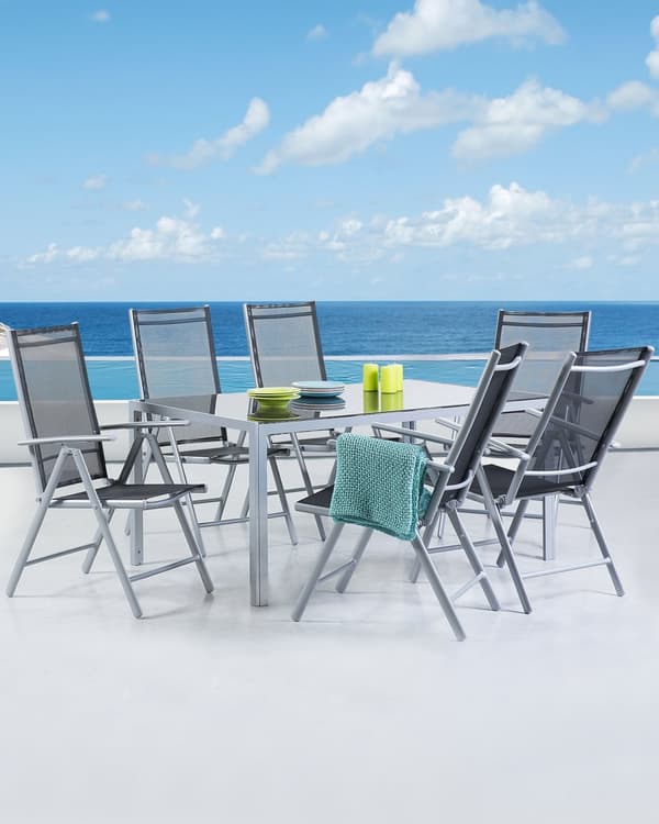 Havestole Sort Polyester og Grå Aluminium 103 x 65 x 54 cm Klapstole med Justerbar Ryglæn og Foldbar Sammenklappelig Altan Terrasse Indretning