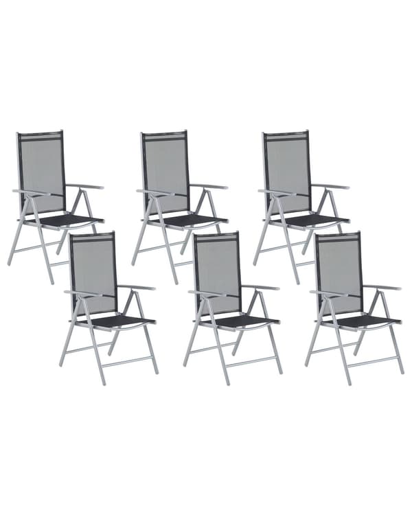 Havestole Sort Polyester og Grå Aluminium 103 x 65 x 54 cm Klapstole med Justerbar Ryglæn og Foldbar Sammenklappelig Altan Terrasse Indretning