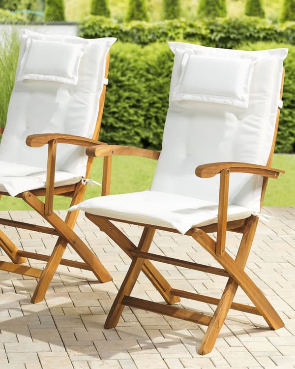 Havestole Lyst Akacietræ Sæt 2 stk Udendørs Sammenklappelige Klapstole Foldbar Træstole Rustikt Design Hynder til Terrasse Have Retro