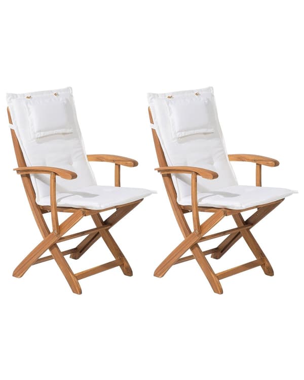 Havestole Lyst Akacietræ Sæt 2 stk Udendørs Sammenklappelige Klapstole Foldbar Træstole Rustikt Design Hynder til Terrasse Have Retro