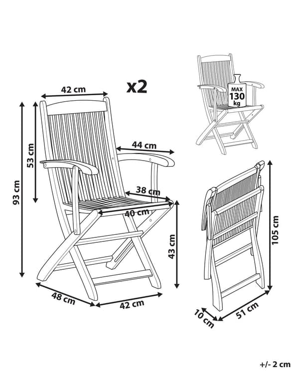 Havestole Lyst Akacietræ Sæt 2 stk Udendørs Sammenklappelige Klapstole Foldbar Træstole Rustikt Design Lamel Ryg til Terrasse Have Retro