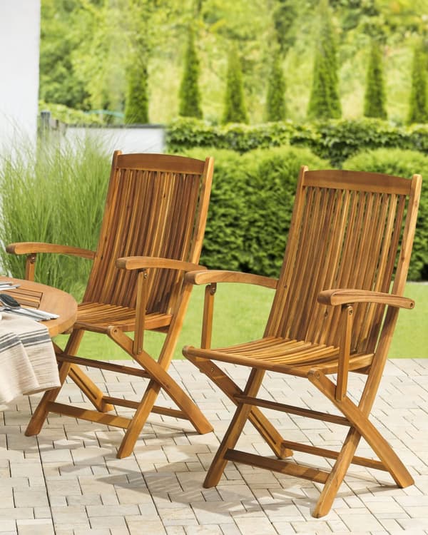 Havestole Lyst Akacietræ Sæt 2 stk Udendørs Sammenklappelige Klapstole Foldbar Træstole Rustikt Design Lamel Ryg til Terrasse Have Retro