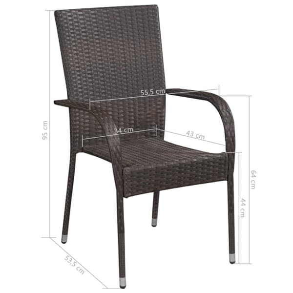 vidaXL havestole 2 stk. stabelbare polyrattan brun