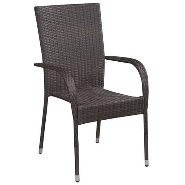 vidaXL havestole 2 stk. stabelbare polyrattan brun