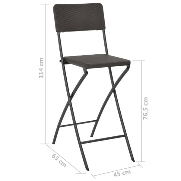 vidaXL foldbare barstole 2 stk. HDPE og stål brun rattanlook