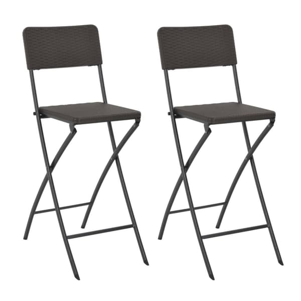 vidaXL foldbare barstole 2 stk. HDPE og stål brun rattanlook