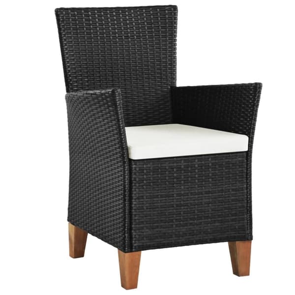 vidaXL havestole med hynder 2 stk. polyrattan sort