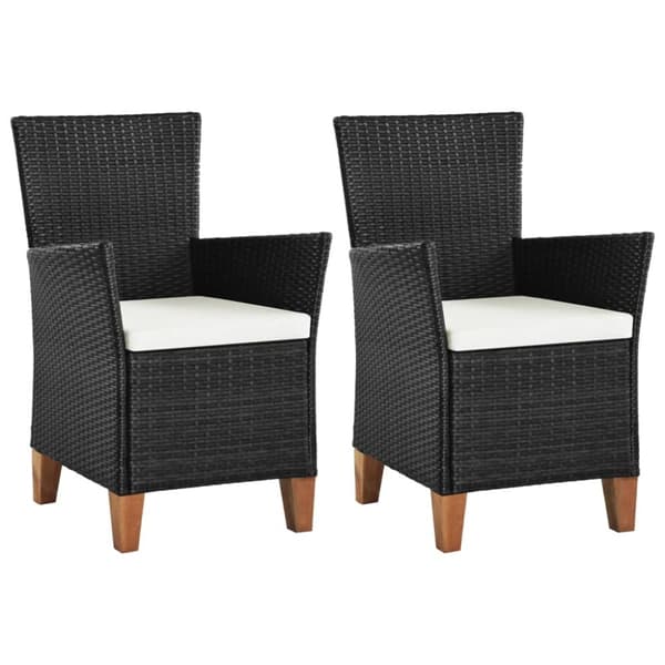 vidaXL havestole med hynder 2 stk. polyrattan sort