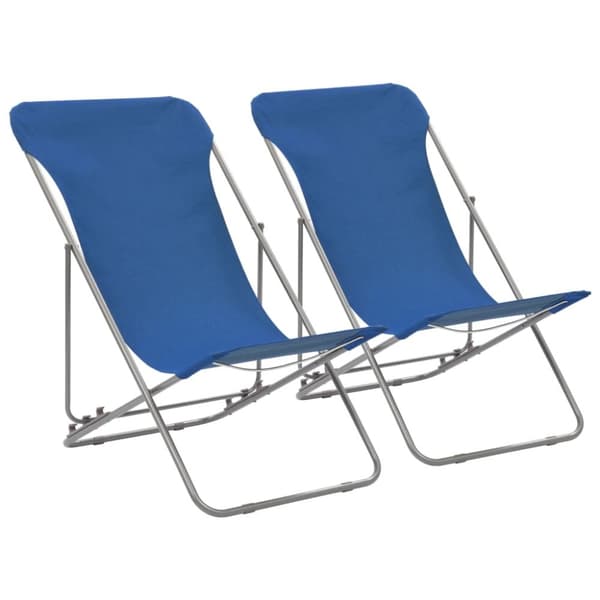 vidaXL foldbare strandstole 2 stk. stål og oxfordstof blå
