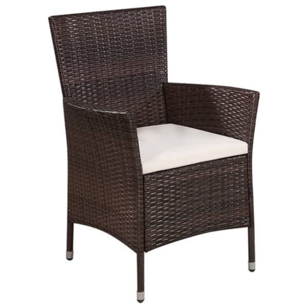vidaXL havestol og skammel med hynde polyrattan brun