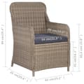 Miniatyrbillede 8 af 8: vidaXL havestole med hynder 2 stk. polyrattan brun