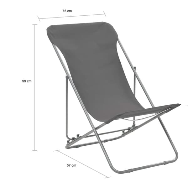vidaXL foldbare strandstole 2 stk. stål og oxfordstof grå