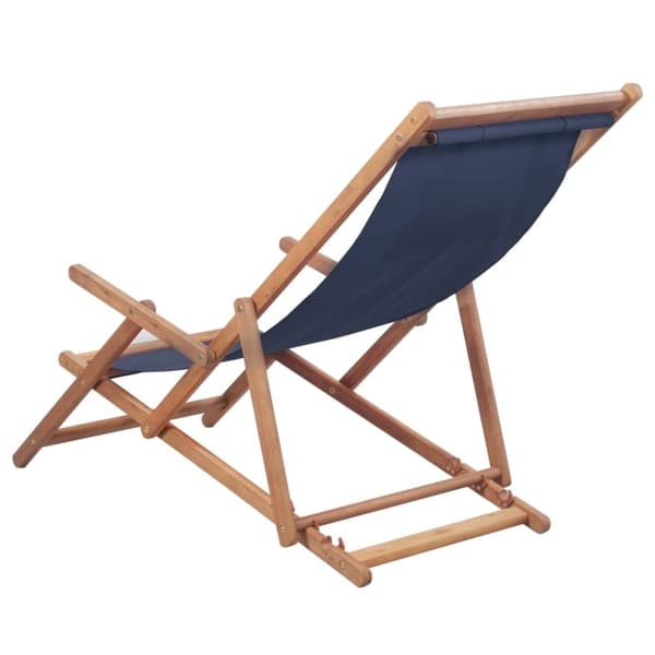 vidaXL Hopfällbar strandstol tyg och träram blå