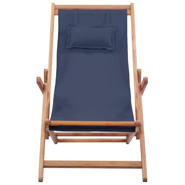 vidaXL Hopfällbar strandstol tyg och träram blå