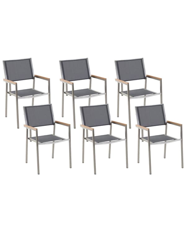 Puutarhatuoli harmaa 55 x 87 x 58 cm polyesteri rosteri 6 kpl UV-kestävä