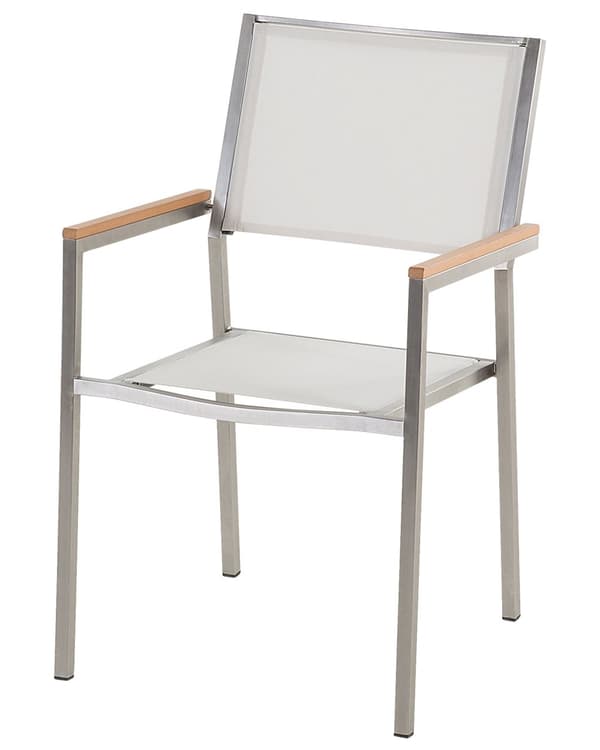 Puutarhatuoli valkoinen 55 x 87 x 58 cm polyesteri rosteri 6 kpl UV-kestävä