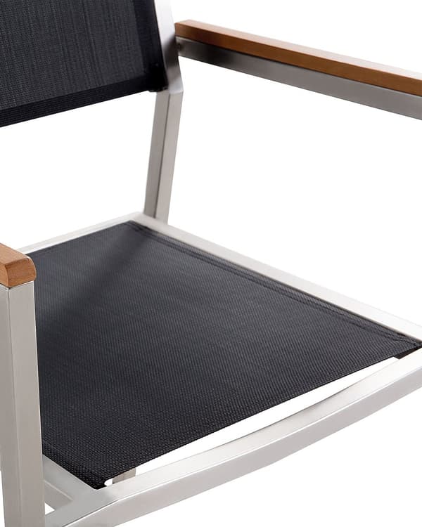 Sæt med 6 Sorte Havestole Tekstilsæder Stel af Rustfrit Stål Moderne Design Modstandsdygtighed over for UV-stråler