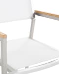 Miniatyrbild 6 av 8: Trädgårdsstol 6 st Vit och Silver Tygsäte Rostfritt Stål Stapelbar Utomhus