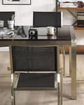 Miniatyrbild 4 av 8: Trädgårdsstol 6 st Svart och Silver Tygsäte Rostfritt Stål Stapelbar Utomhus