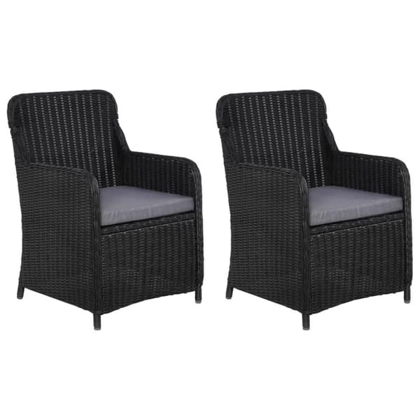 vidaXL udendørsstole med hynder 2 stk. polyrattan sort