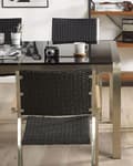 Miniatyrbillede 4 af 8: Sæt med 2 Havestole Sort Polyrattan Sæder Stel af Rustfrit Stål Moderne Design Modstandsdygtighed over for UV-stråler