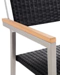 Miniatyrbillede 6 af 8: Sæt med 2 Havestole Sort Polyrattan Sæder Stel af Rustfrit Stål Moderne Design Modstandsdygtighed over for UV-stråler