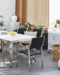 Miniatyrbillede 2 af 8: Sæt med 2 Havestole Sort Polyrattan Sæder Stel af Rustfrit Stål Moderne Design Modstandsdygtighed over for UV-stråler