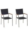 Miniatyrbillede 1 af 8: Sæt med 2 Havestole Sort Polyrattan Sæder Stel af Rustfrit Stål Moderne Design Modstandsdygtighed over for UV-stråler