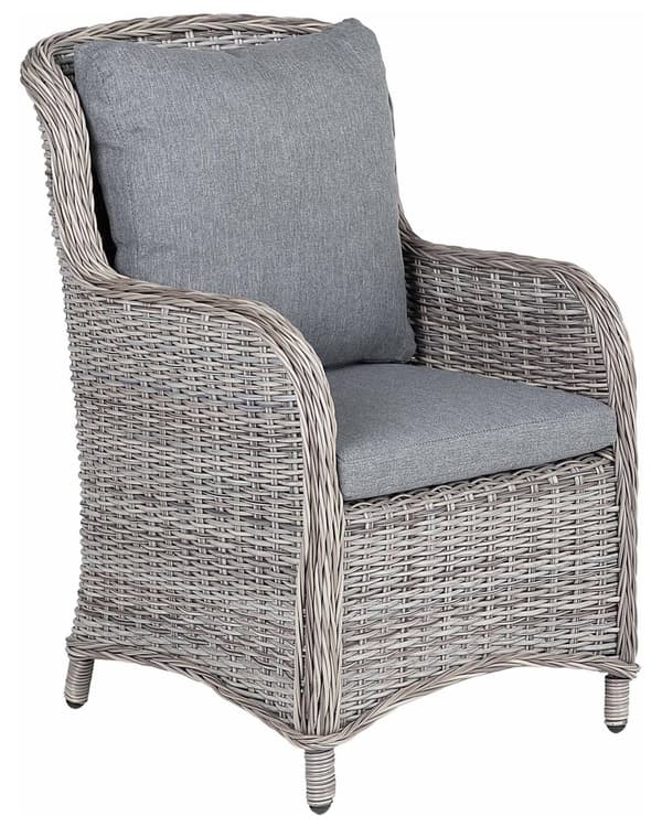 Sæt med 2 Grå Rattan Lænestole med Udendørs Havehynder Have Uderum Moderne Stil