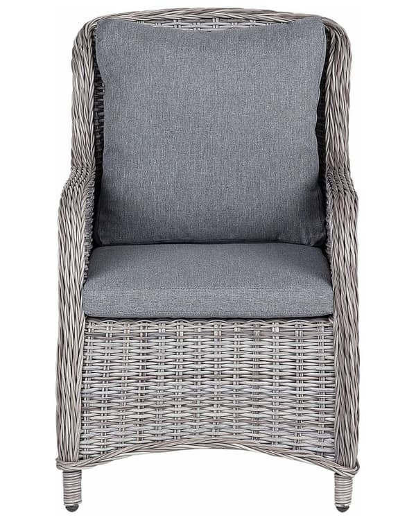 Sæt med 2 Grå Rattan Lænestole med Udendørs Havehynder Have Uderum Moderne Stil