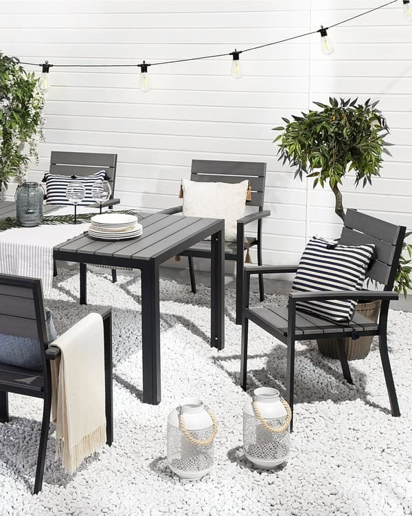 Trädgårdsstol 6 st Grå och Svart Aluminiumram Vädertålig