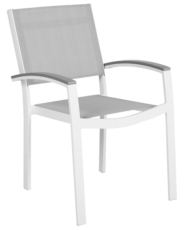 Havestole Grå Hvid Aluminium Træplast 2 stk Udendørs Stabelstole med Armlæn Vedligeholdelsesfri Nonwood til Terrasse Have Indretning Tilbehør