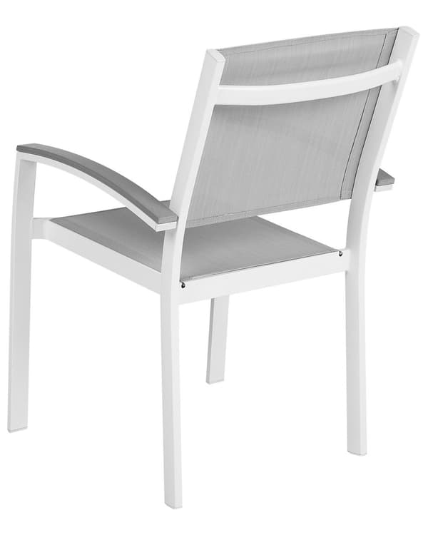 Havestole Grå Hvid Aluminium Træplast 2 stk Udendørs Stabelstole med Armlæn Vedligeholdelsesfri Nonwood til Terrasse Have Indretning Tilbehør