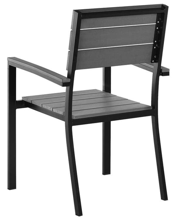 Sæt med 6 Havestole Gråt Kunstigt Træ med Metalstel Vejrbestandigt Moderne Stil