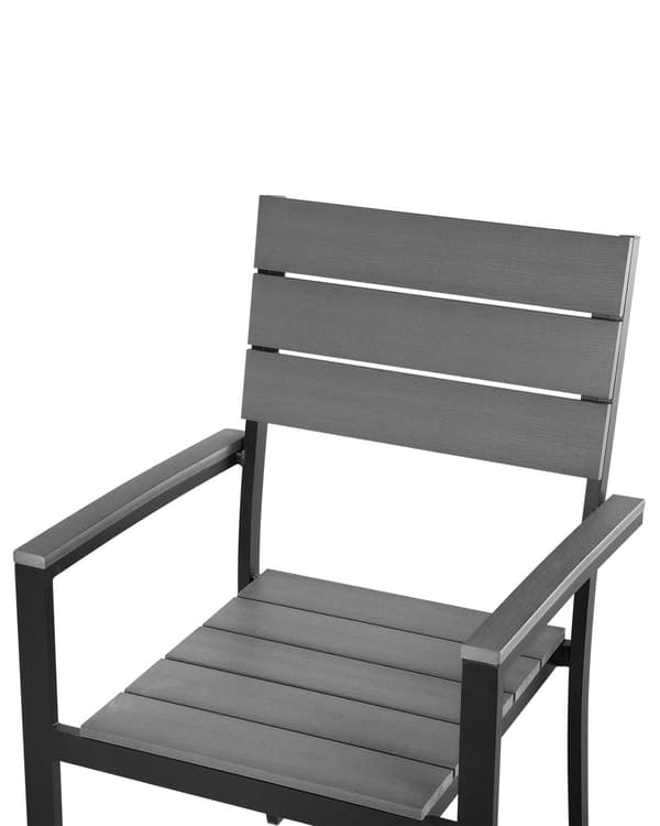 Sæt med 6 Havestole Gråt Kunstigt Træ med Metalstel Vejrbestandigt Moderne Stil