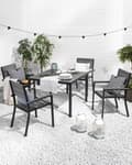 Miniatyrbillede 2 af 9: Havestole Grå Sort Træplast Aluminium Sæt 4 stk Stabelstole med Armlæn Lamelryg Vedligeholdelsesfri Havemøbler Nonwood Moderne Terrasse Have