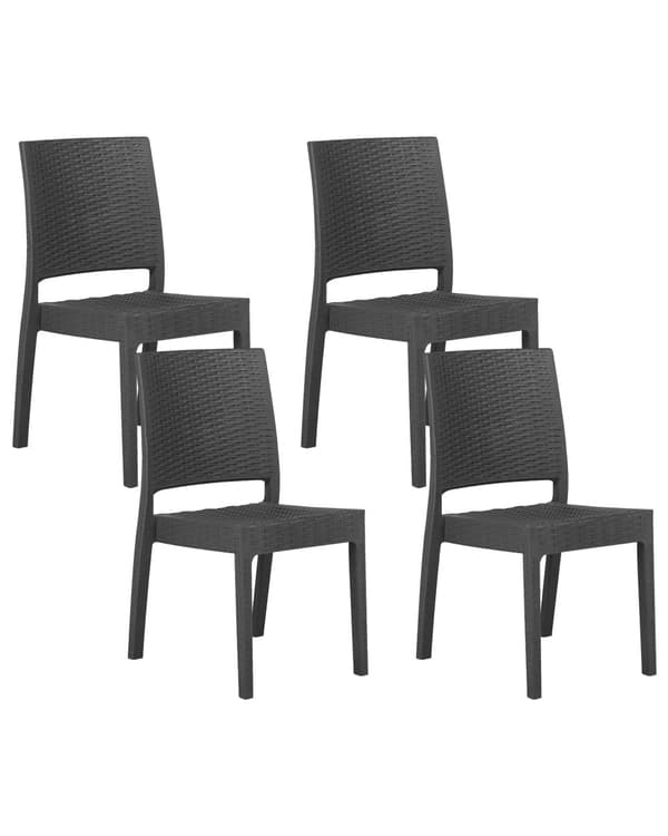Puutarhatuoli grafiitinharmaa synteettinen materiaali 4 kpl pinottavat tuolit minimalistinen tyyli