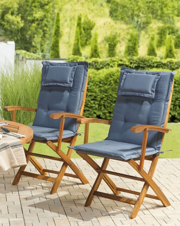 Havestole Lyst Akacietræ Sæt 2 stk Udendørs Sammenklappelige Klapstole Foldbar Træstole Rustikt Design Hynder til Terrasse Have Retro