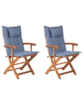 Miniatyrbillede 1 af 11: Havestole Lyst Akacietræ Sæt 2 stk Udendørs Sammenklappelige Klapstole Foldbar Træstole Rustikt Design Hynder til Terrasse Have Retro