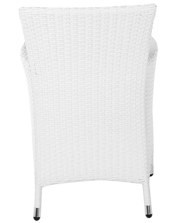 Puutarhatuoli valkoinen 46 x 86 x 60 cm polyrottinki 2 kpl harmaa istuintyyny