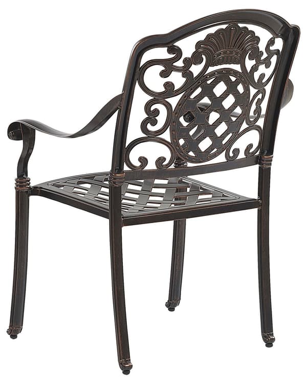 Uppsättning av 4 Trädgårdsstolar i Brun Färg av Aluminium med Sittkuddar i Retro Stil